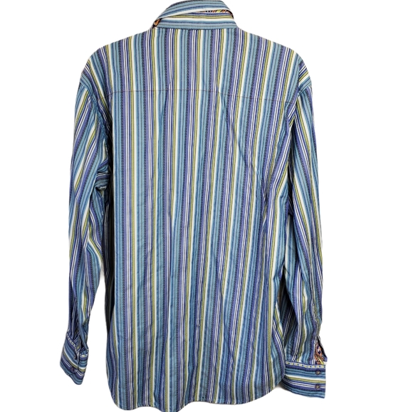 Robert Graham Men's Shirt Striped L Flip Cuffs - Picture 2 of 10